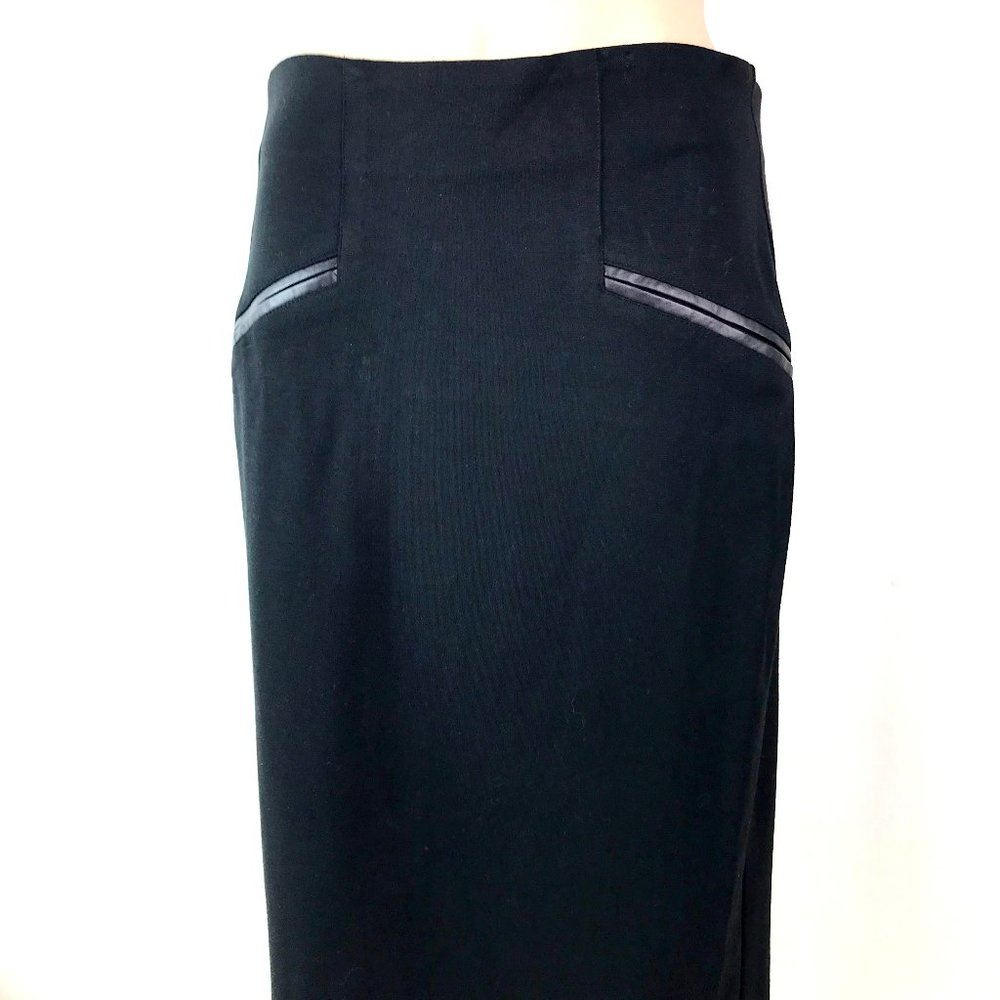 Knee Length Rayon Black Stretchy Pencil Skirt